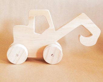 Giocattolo scavatrice SPINGI E TIRA / Giocattolo giocattolo / Giocattoli per bambini / Il mio primo regalo per auto / Gamma di veicoli / Giocattoli in legno / Giocattoli naturali