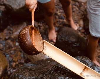 Long Water Scoop CUP  | Kids Play | Mud Kitchen Tools | Coconut Soup | Kitchen | Coco Bowl Hand sized