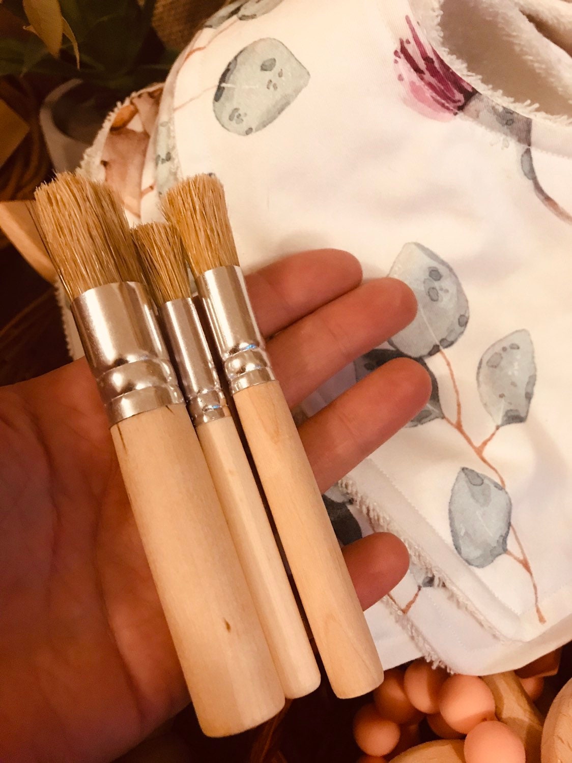 Natural Paint Brushes, set of 3