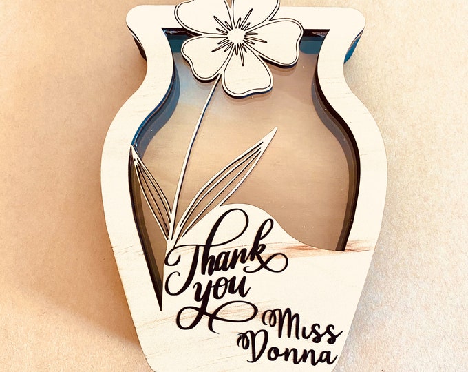 Floral Wooden Vase | Flower Jar | Decor | Mini Floral Gift | TEACHERS Gift | Thankyou