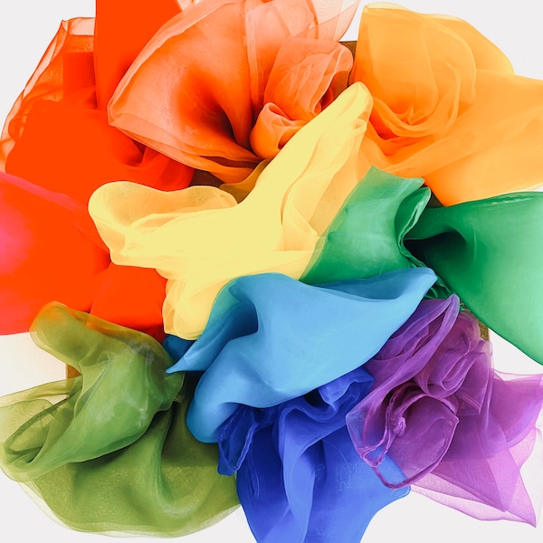 10 Colour Set Sensory Scarves | Play Silks | RAINBOW  | Earth Colours | Scarf