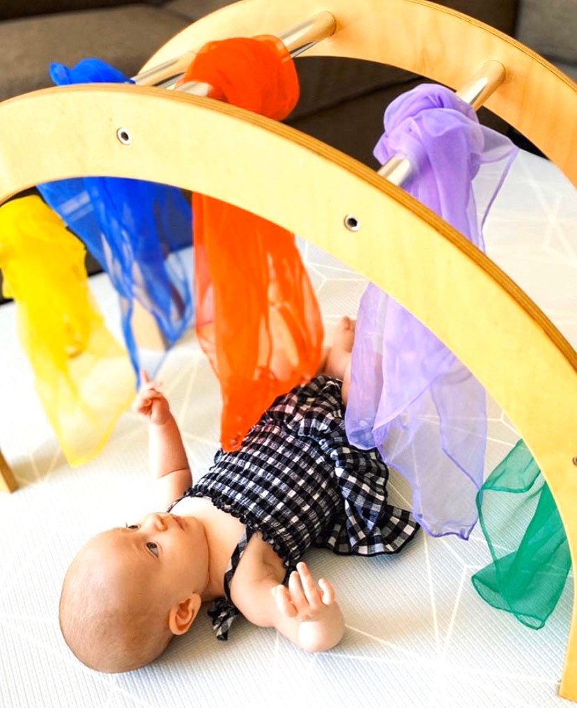 Sensory Scarves 70 x 70 cm Play Silks Rainbow Scarfs Set of 6 Scarf