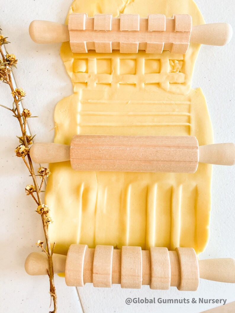 Set of 3 Wooden Rolling Pins | Patterned Wooden Rolling Pins | Tools ...