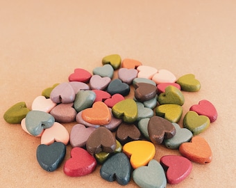 Colorful Wooden Hearts - 15mm Crafting Delights (Set of 10)