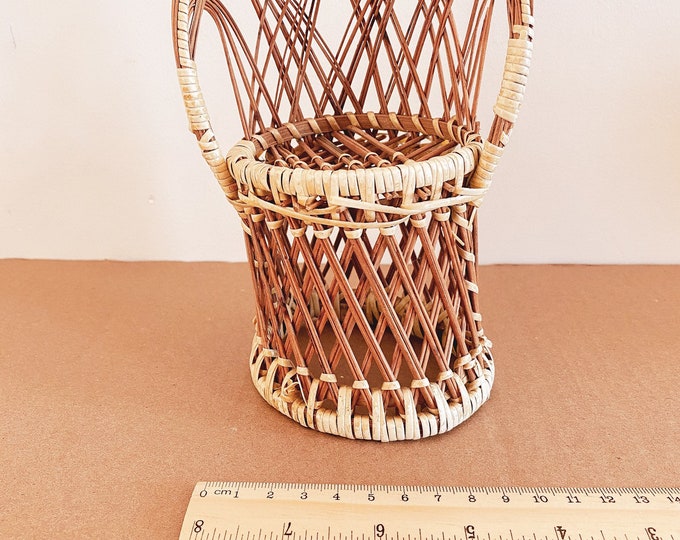 Vintage Wicker Doll's Chair - 20cm x 10cm