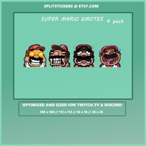 Super Mario emote 4 pack ( Discord / Twitch Ready )
