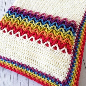 Rainbow Waves Blanket Crochet Pattern Afghan Baby blanket Lapghan