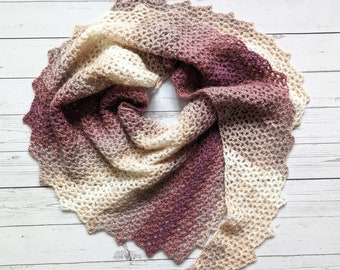 Muted Tones Crochet Shawl Scarf Pattern