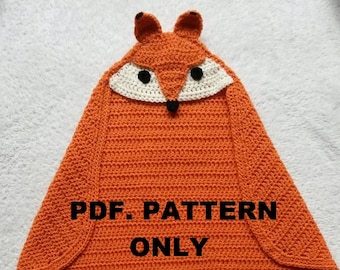 Fox Hooded Wrap Baby Blanket Crochet Pattern