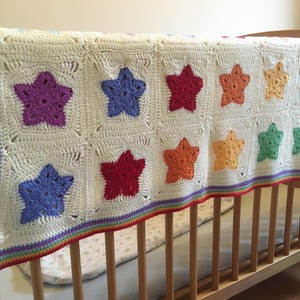 Rainbow of Stars Blanket Afghan Baby Blanket Crochet Pattern image 4