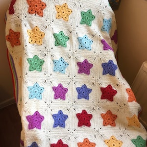 Rainbow of Stars Blanket Afghan Baby Blanket Crochet Pattern image 1