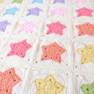 Rainbow of Stars Blanket Afghan Baby Blanket Crochet Pattern image 2