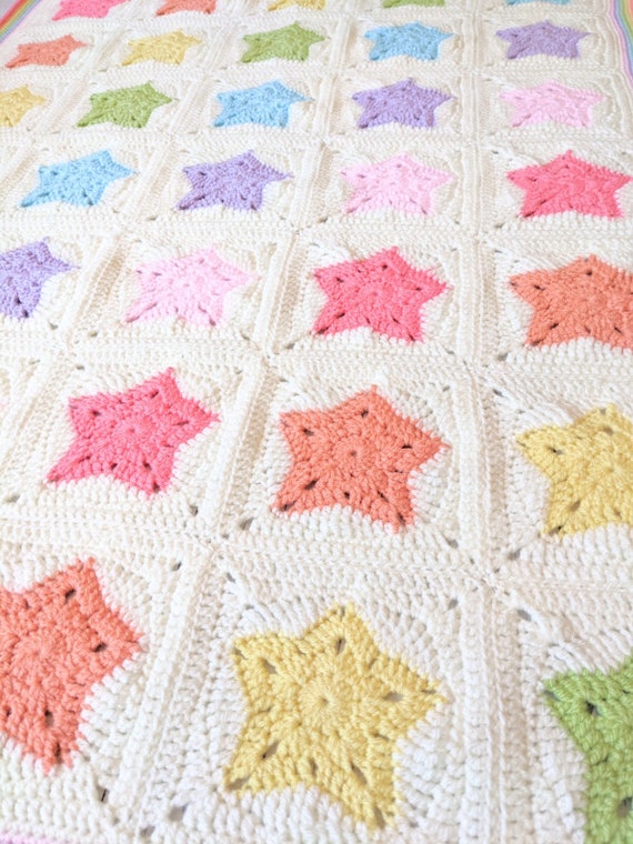 Rainbow of Stars Blanket Afghan Baby Blanket Crochet Pattern Etsy Canada