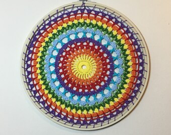 Rainbow Carousel Crochet Mandala Pattern - doily/placemat/home decor