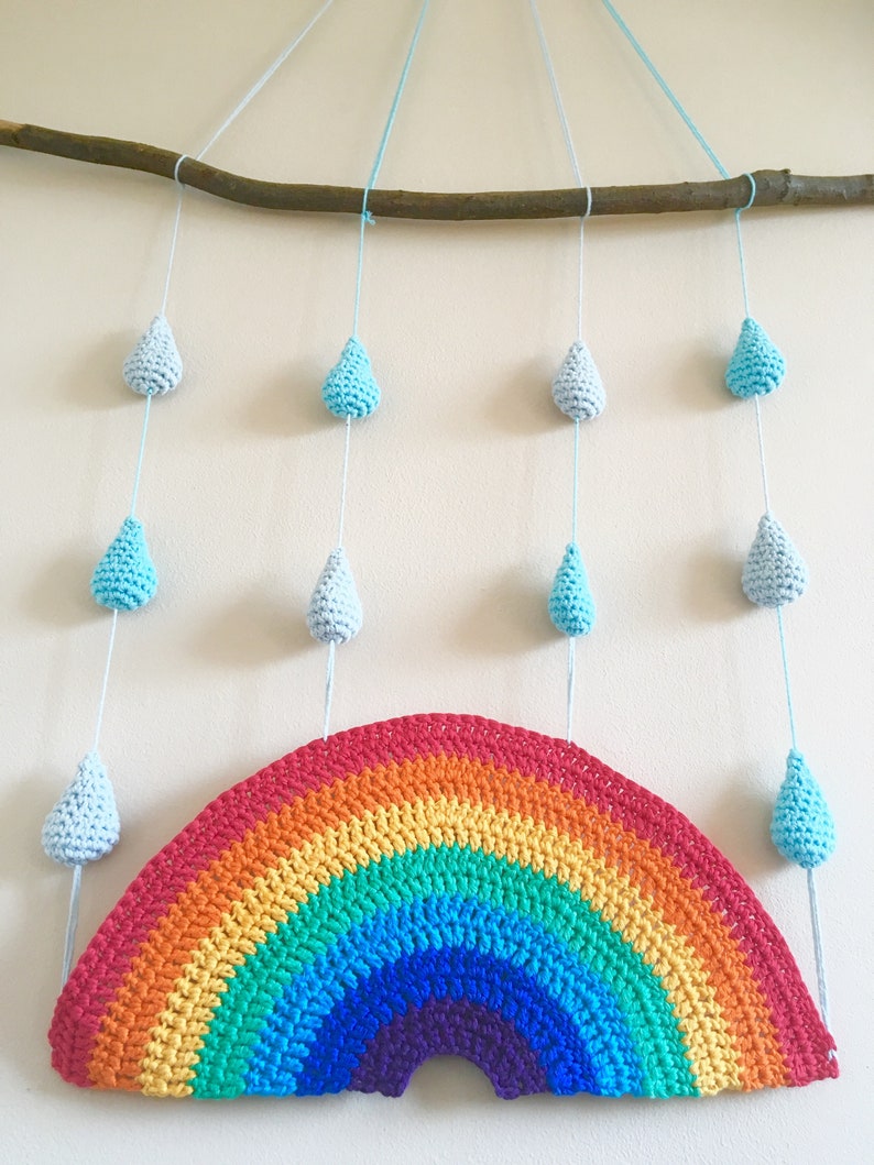 Look for the Rainbow Wall Hanging Crochet Pattern Raindrop Etsy