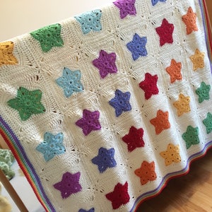 Rainbow of Stars Blanket Afghan Baby Blanket Crochet Pattern image 3