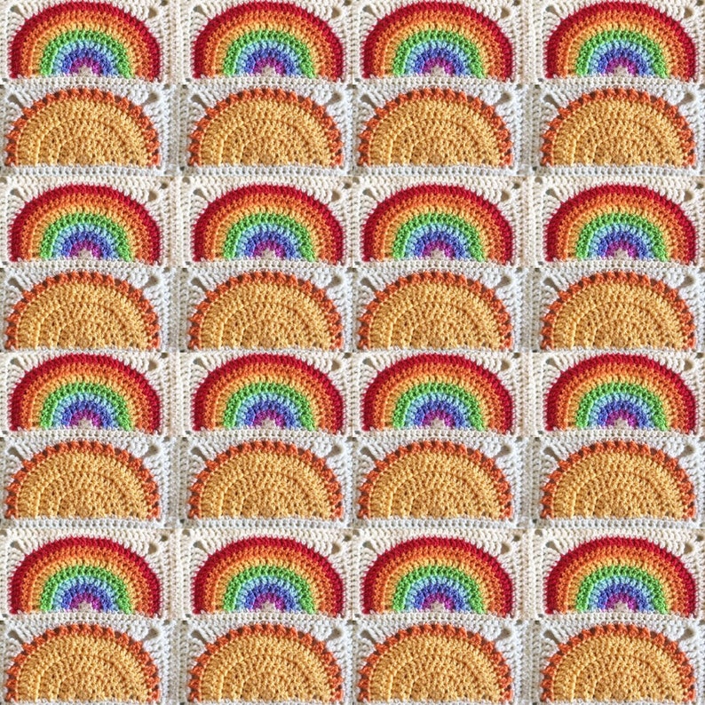 Rainbow and Sunshine Panels Crochet Pattern image 0