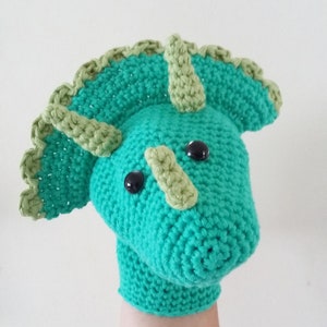 Daisy the Triceratops Dinosaur Hand / Glove Puppet Crochet Pattern image 1