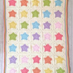 Rainbow of Stars Blanket Afghan Baby Blanket Crochet Pattern image 5