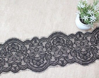 Beautiful Black French Chantilly Lace - 16 cm Wide, Imported