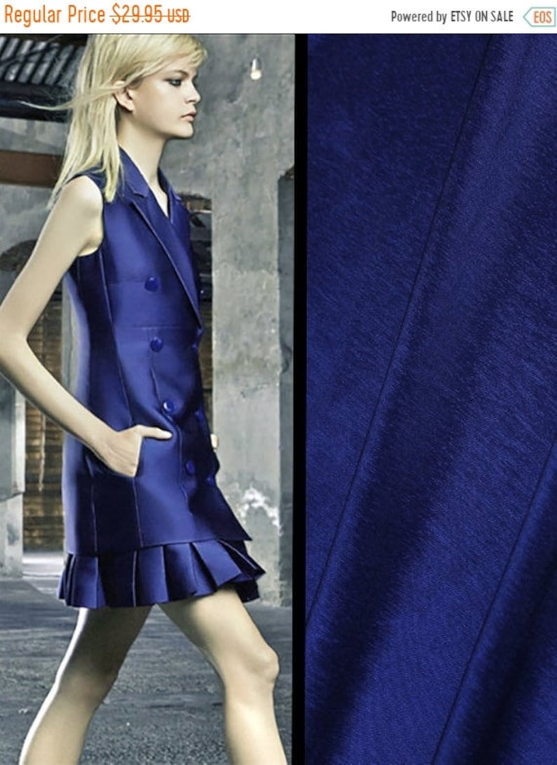 Imported. 150 cm Wide ON SALE Blue Double Sided French Shantung Fabric