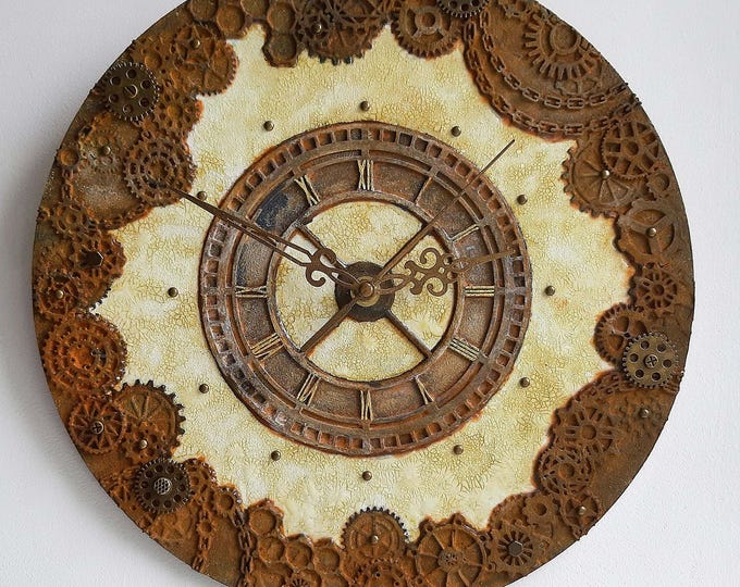 Steampunk Wall Clock: Handmade Art Clock