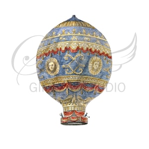 Vintage heteluchtballon, png, transparante ClipArt heteluchtballon