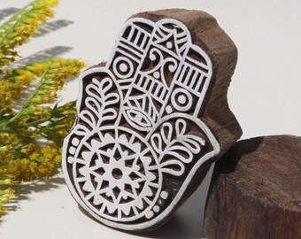 Tampon batik symbole de la main, sculpté à la main, pochoir, planche à imprimer -