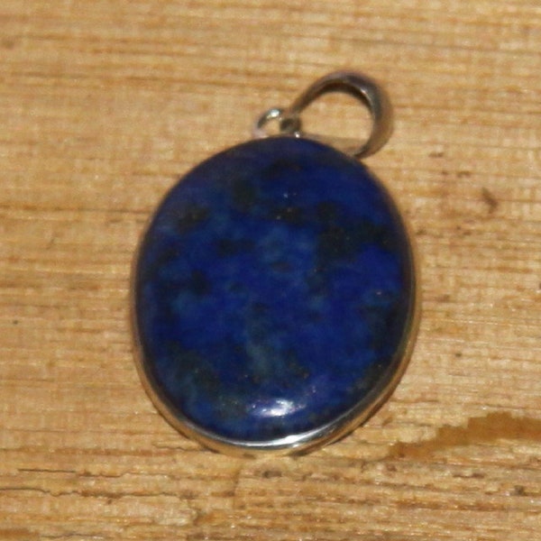 Pendentif ovale en argent 925  lapis lazuli, pierre semi précieuse -