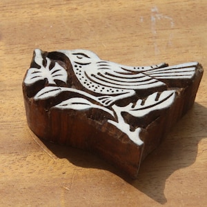 Tampon batik indien en bois sculpté à la main , planche à imprimer oiseau