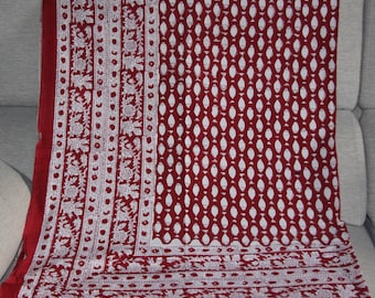 Wall hanging, sofa cover or red and white batik cotton tablecloth