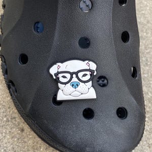 Pit Bull with Glasses Dog Shoe Charm