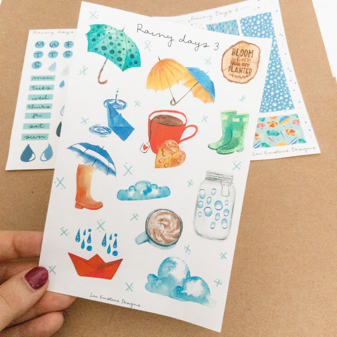 Rainy Day Planner Stickers Spring Bullet Journal Stickers - Etsy