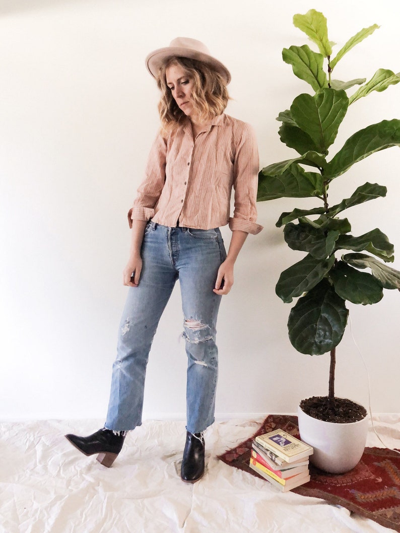 Vintage Striped Linen Top SM