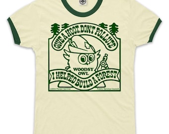 Woodsy Owl "I Helped Build A Forest" Men's Ringer Tee