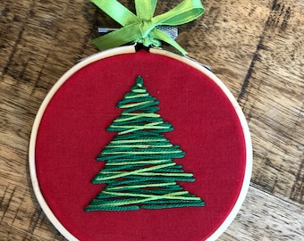 Hand Embroidered Christmas Tree Ornament