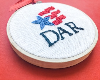 Hand Embroidered Daughters of the American Revolution ornament
