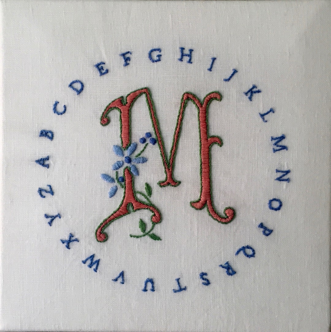 Customizable Hand Embroidered Monogram With Alphabet - Etsy