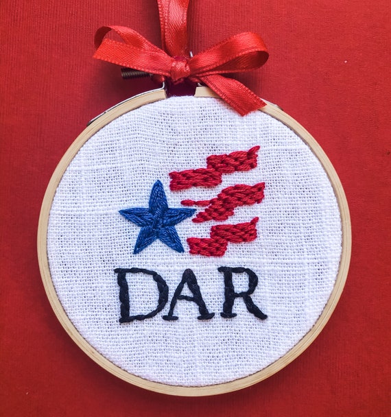 Hand Embroidered Daughters of the American Revolution ornament