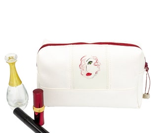 White and red toiletry kit (20cm x 12cm x 5cm), white and red kit, Glamorous Kit, Women's Toilet Kit