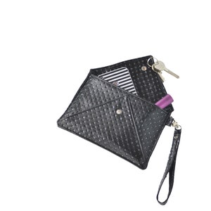 Black evening clutch bag with small rhinestones, Black and white New Year's Eve clutch bag with rhinestones, Clutch bag with a strap image 5