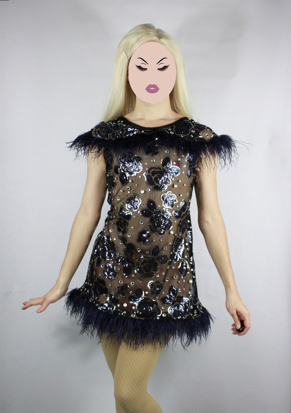 Swanny - Drag Queen Feather and Rhinestone Mermaid Dress