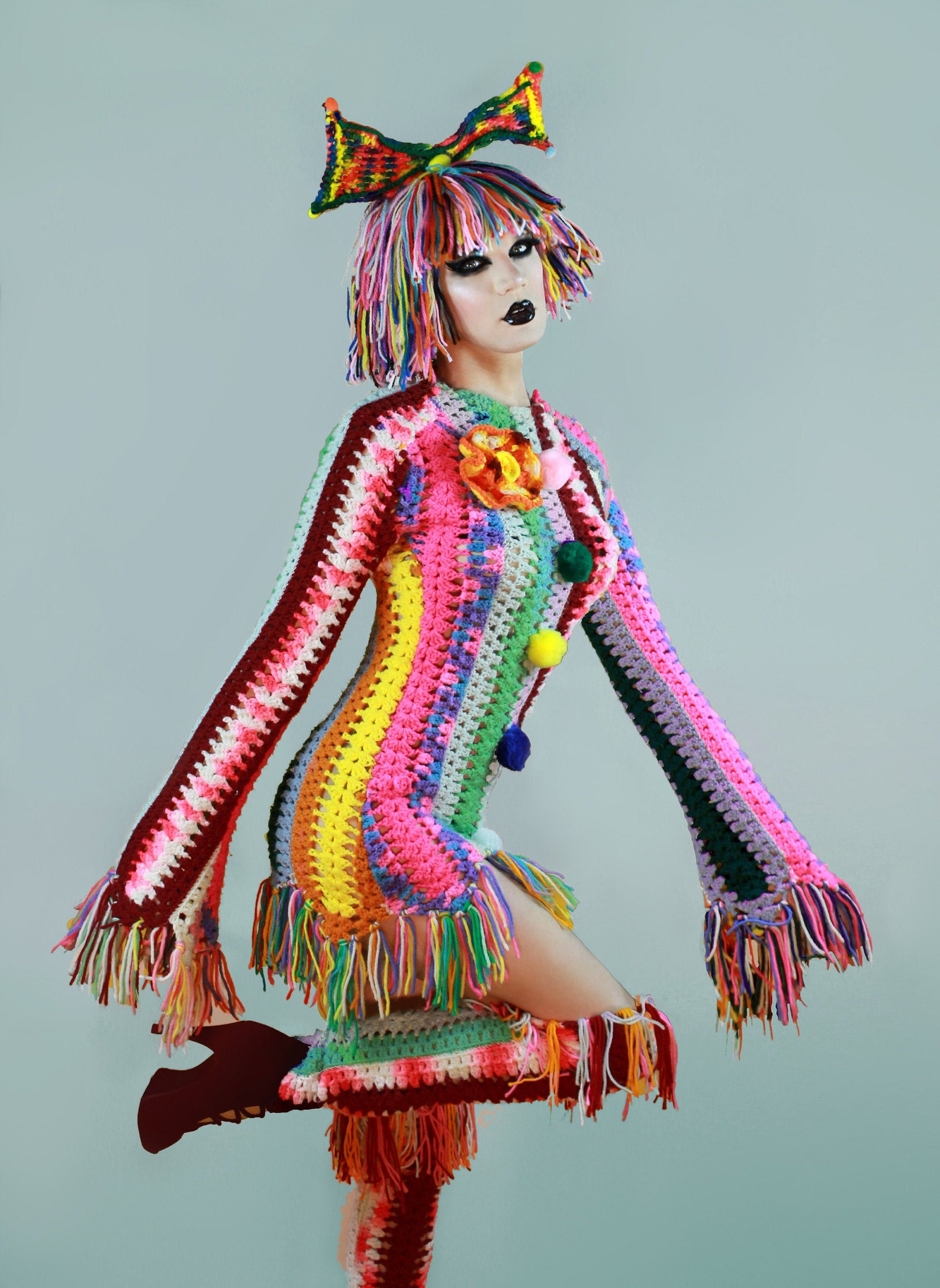 Drag Costume Yarn Dress Drag Queen Crochet Dress Knitted Etsy