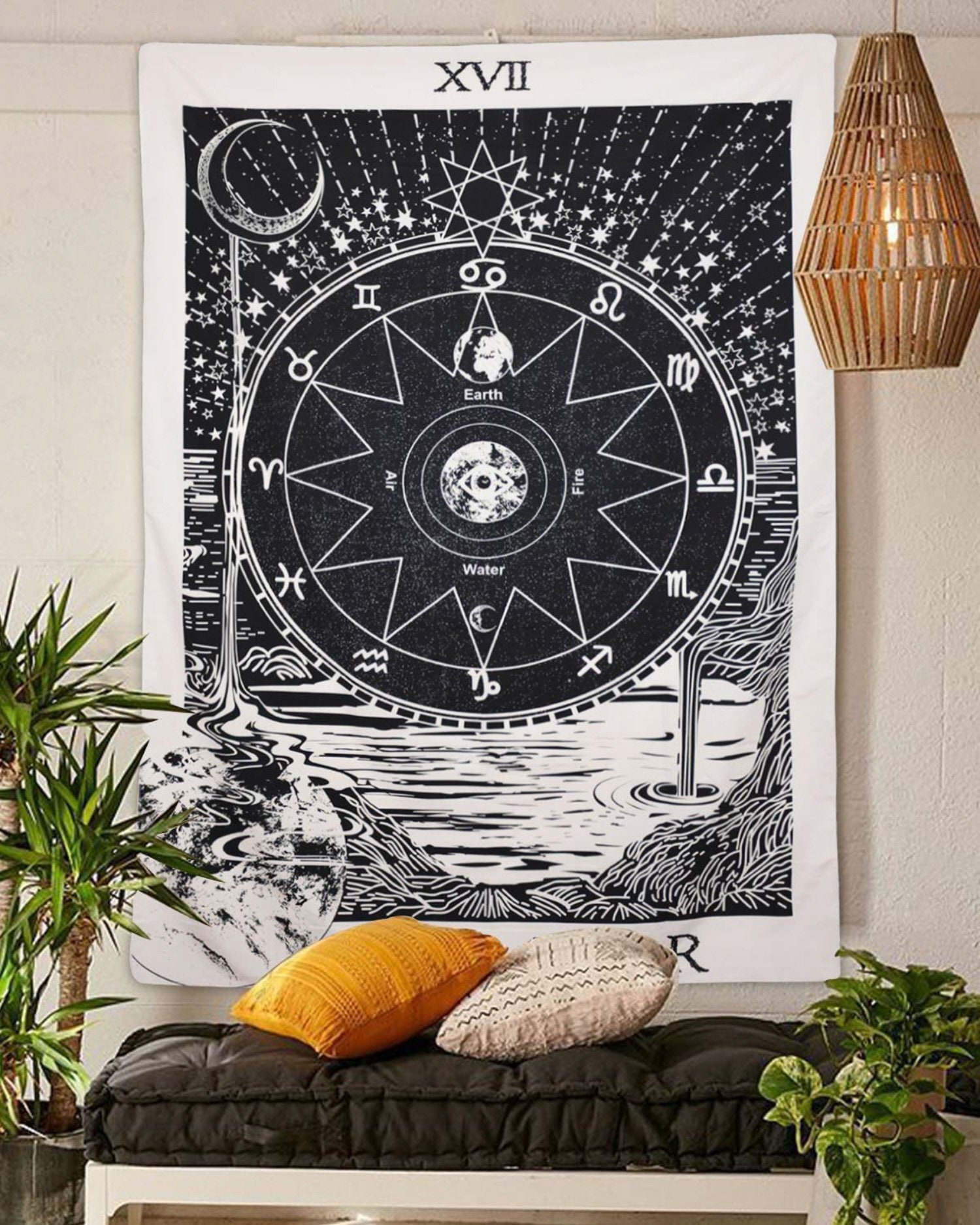 Tarot Zodiac Tapestry Wall Hanging Zodiac Decor Hippie Etsy