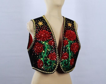 Gilet western fait main : tenue de scène de cowboy/cowgirl strass petite/moyenne