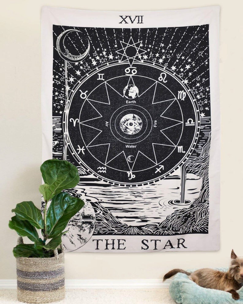 Tarot Zodiac Tapestry Wall Hanging Zodiac Decor Hippie Etsy