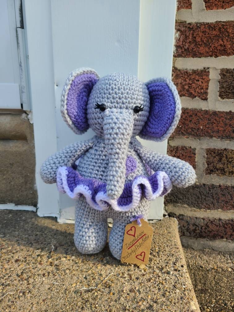 Soft crochet ballerina elephant