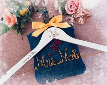 Disney wedding hanger,beauty and the beast hanger, Personalized wedding Hanger,Disney Princess hanger, Custom Hanger,Mrs Hanger,Shower Gift