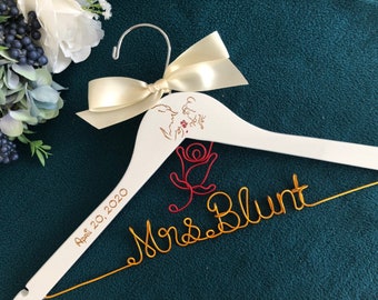 Disney wedding hanger,beauty and the beast hanger, Personalized wedding Hanger,Disney Princess hanger, Custom Hanger,Mrs Hanger,Shower Gift