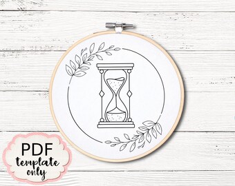 Embroidery Hourglass - PDF Pattern Template ONLY - Hand Embroidery Pattern Template - PDF Embroidery Pattern Hoop Art